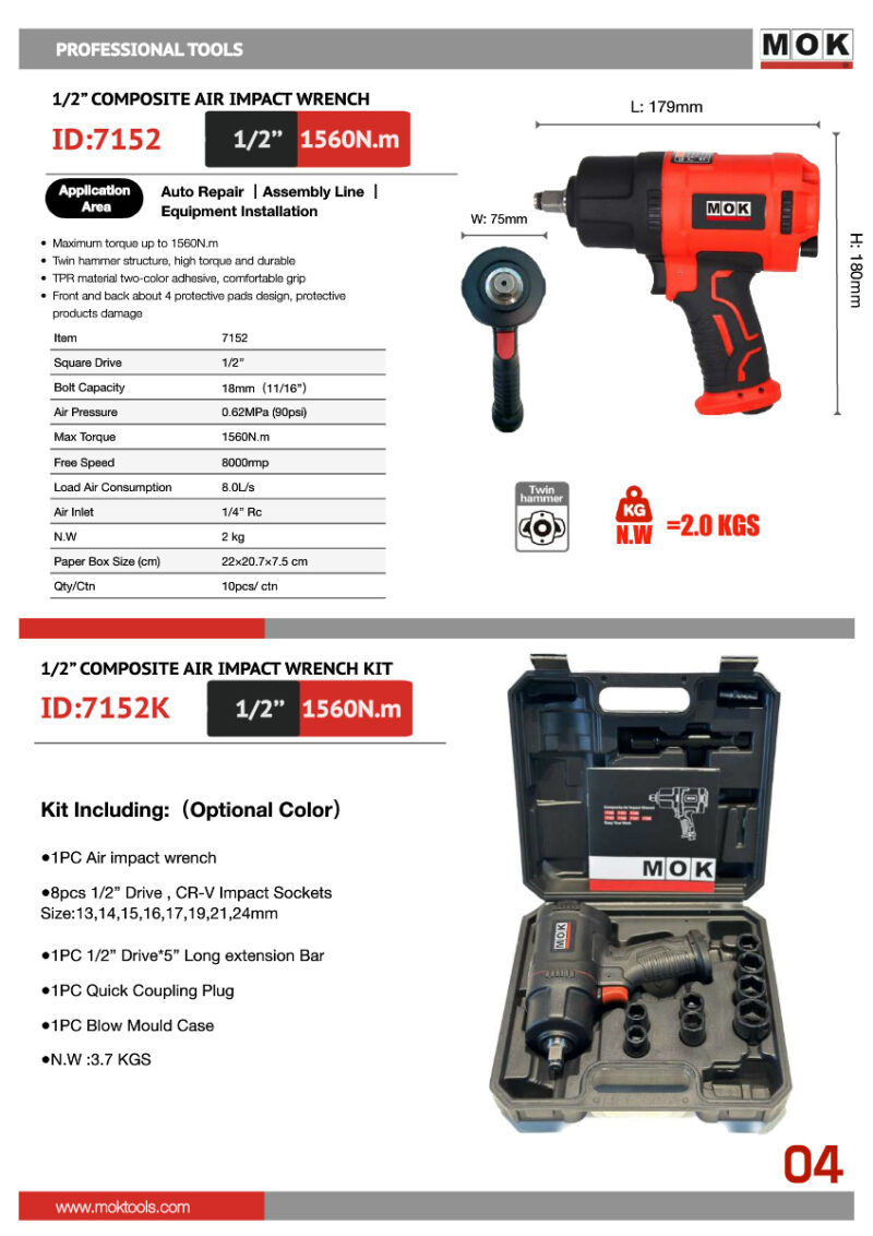 Súng Siết Ốc Khí Nén 1/2 Inch MOK - 7152
